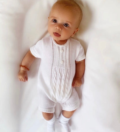 White Cable Knit Romper
