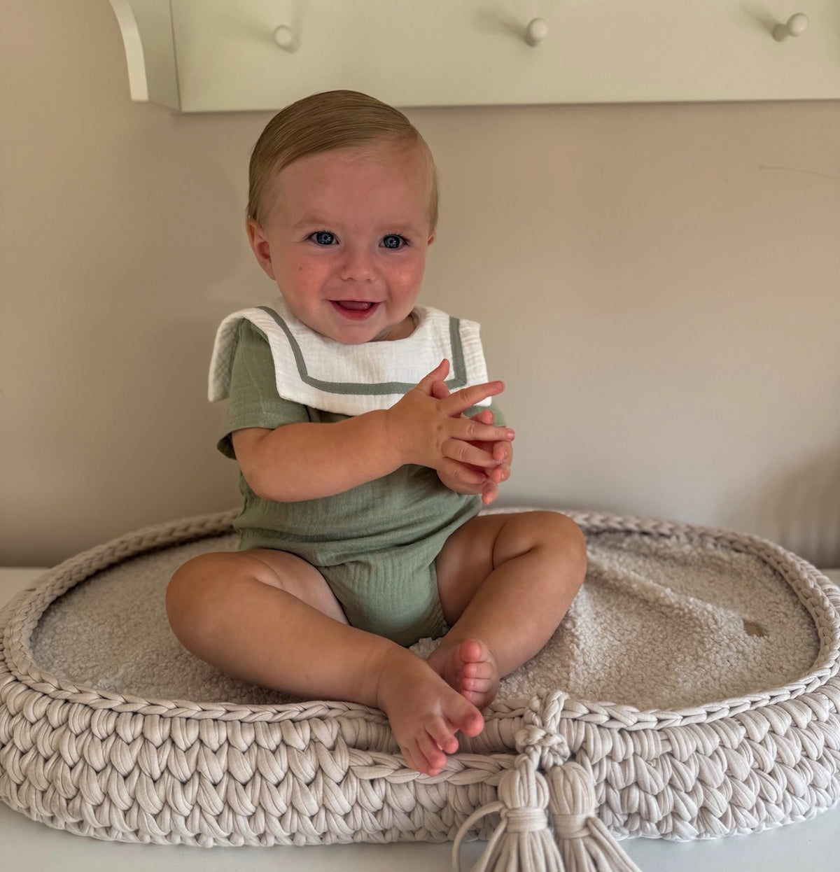 9-12m Sage Green romper