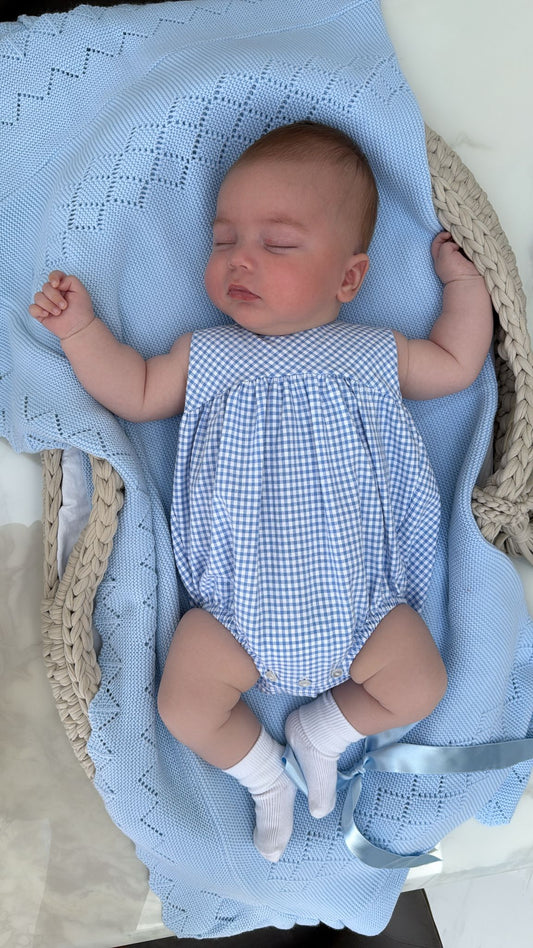 Blue Check Romper