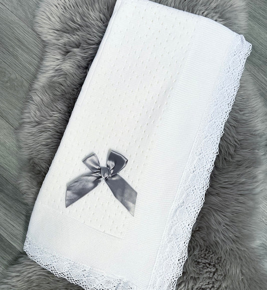 White Blanket Silver Bow