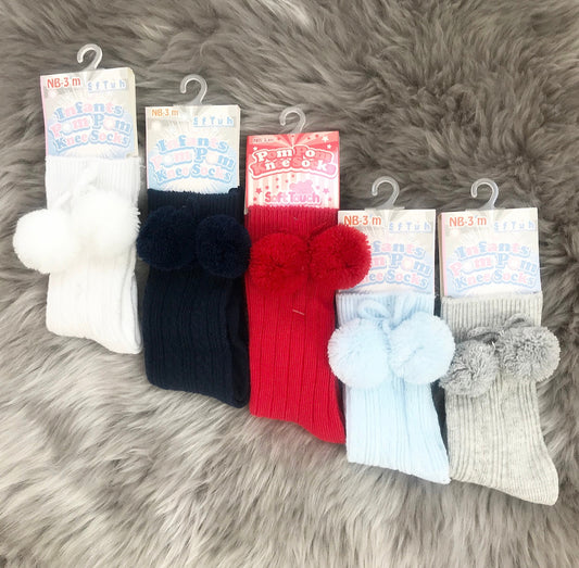 Pom Pom Knee High Socks
