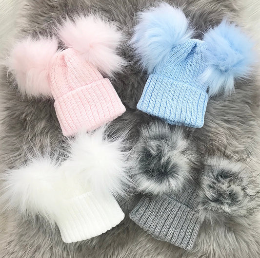 Double Faux Fur PomPom Hats