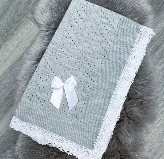 Grey & White Lace Blanket